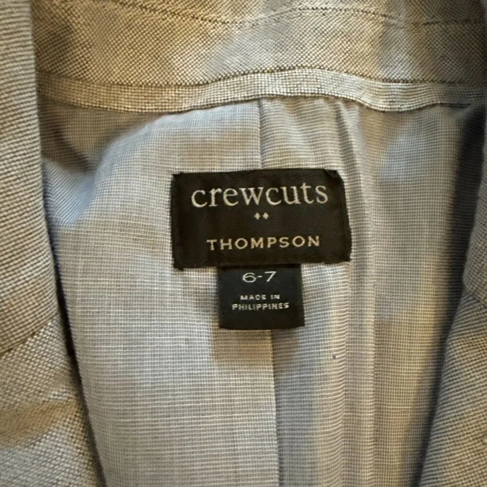 J Crew Crewcuts Boys Thompson Suit Jacket Light Blue Size 6-7 Cotton